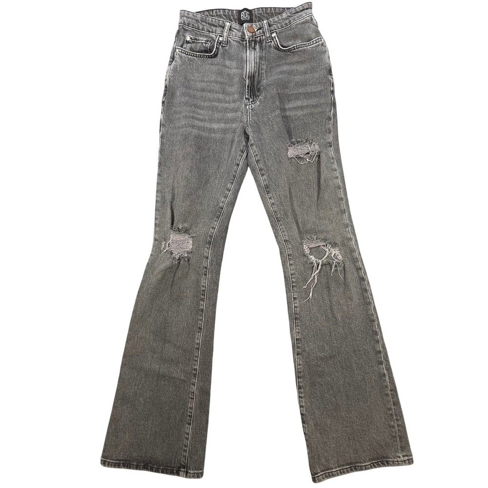 BDG Black Distressed High Rise Stretch Flare Jeans Womens Size 26